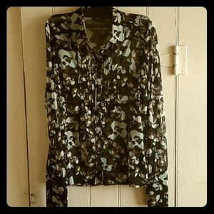 Mexx Sheer Floral Long Sleeve Blouse XL